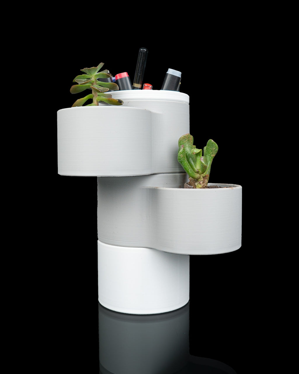 Living Stack Table Lamp & Desk Organiser – 3D Printed Pen Holder and Plant Display – Modern Office Décor