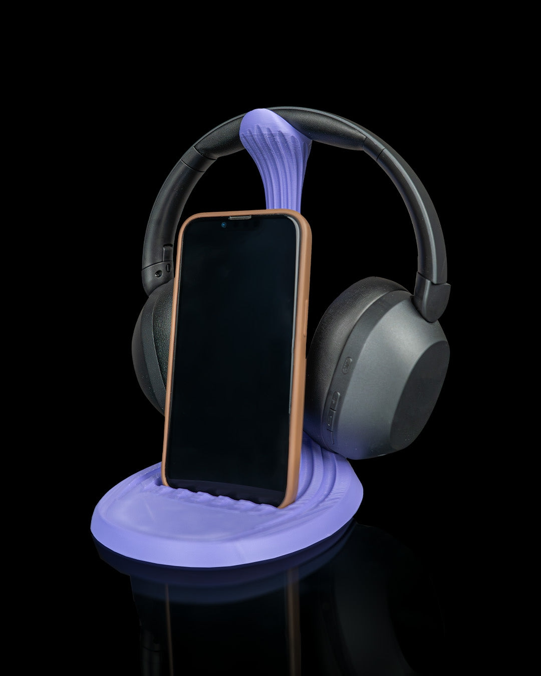 Flow Stand – Headphone & Phone Holder – 3D Printed Gaming Desk Organiser – Modern Headset Display