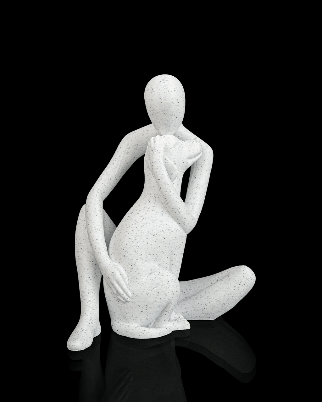 Best Friend Dog Sculpture – 3D Printed Human and Pet Figurine – Meaningful Dog Lover Gift and Memorial Décor MARBLE COLOUR