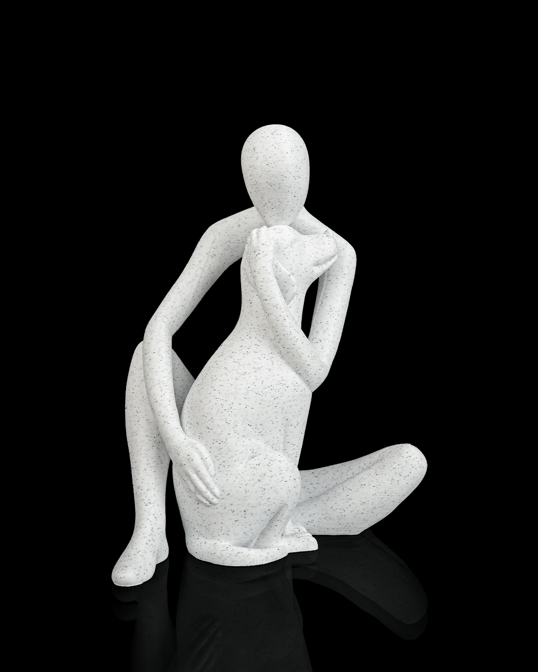 Best Friend Dog Sculpture – 3D Printed Human and Pet Figurine – Meaningful Dog Lover Gift and Memorial Décor MARBLE COLOUR