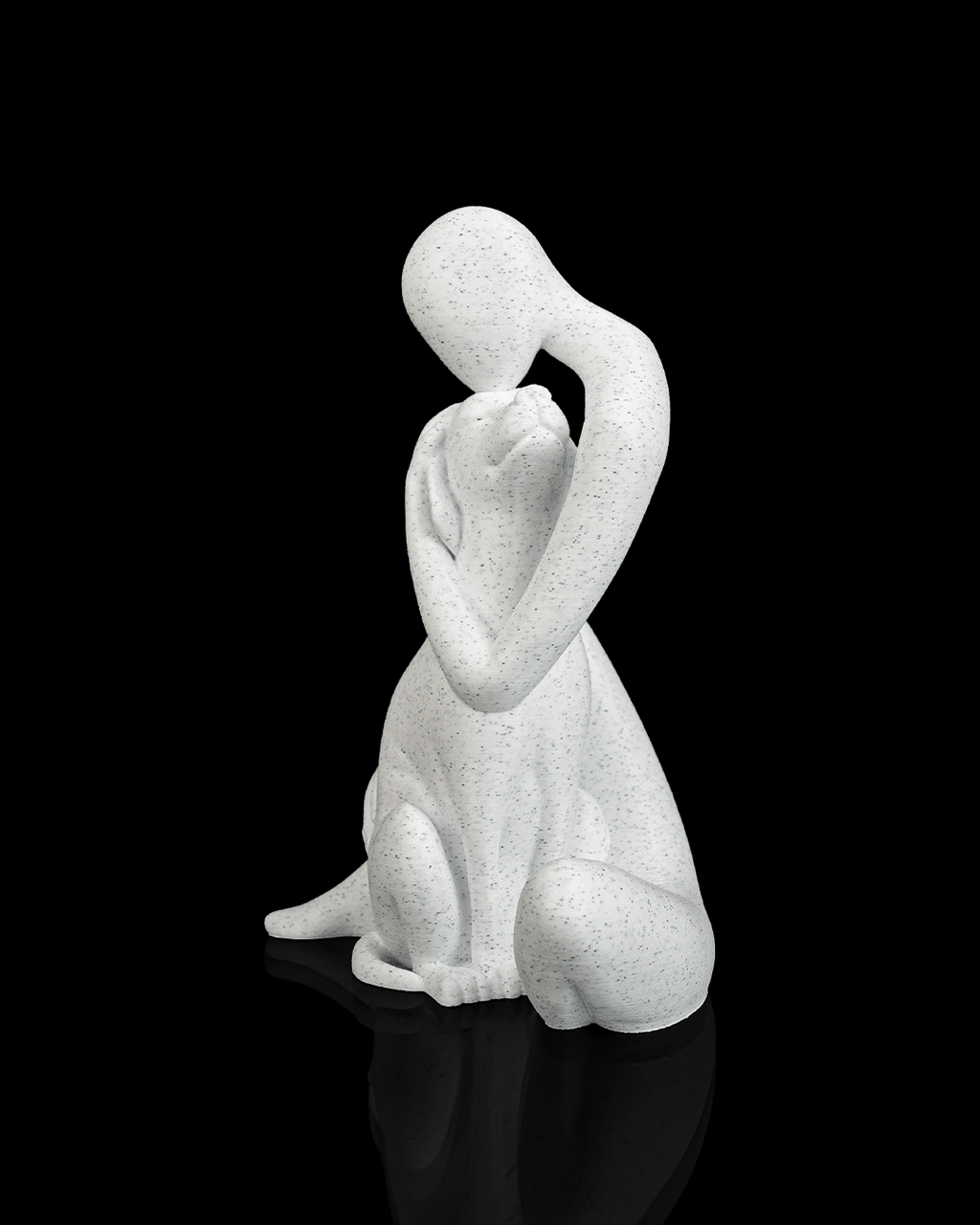Best Friend Dog Sculpture – 3D Printed Human and Pet Figurine – Meaningful Dog Lover Gift and Memorial Décor MARBLE COLOUR