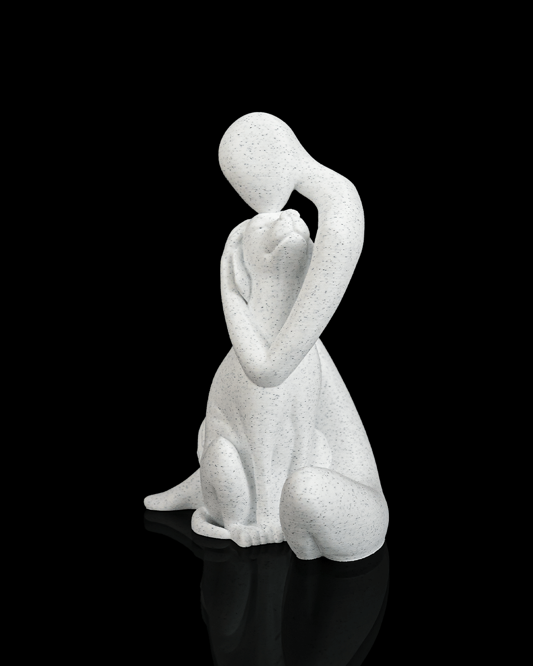 Best Friend Dog Sculpture – 3D Printed Human and Pet Figurine – Meaningful Dog Lover Gift and Memorial Décor MARBLE COLOUR