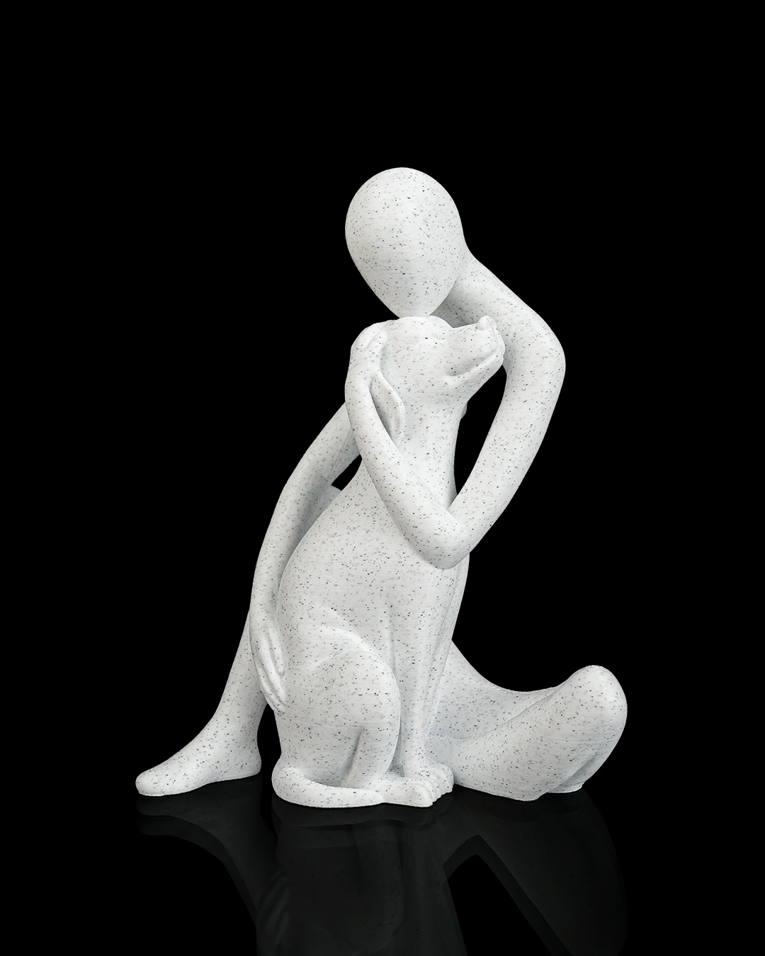 Best Friend Dog Sculpture – 3D Printed Human and Pet Figurine – Meaningful Dog Lover Gift and Memorial Décor MARBLE COLOUR
