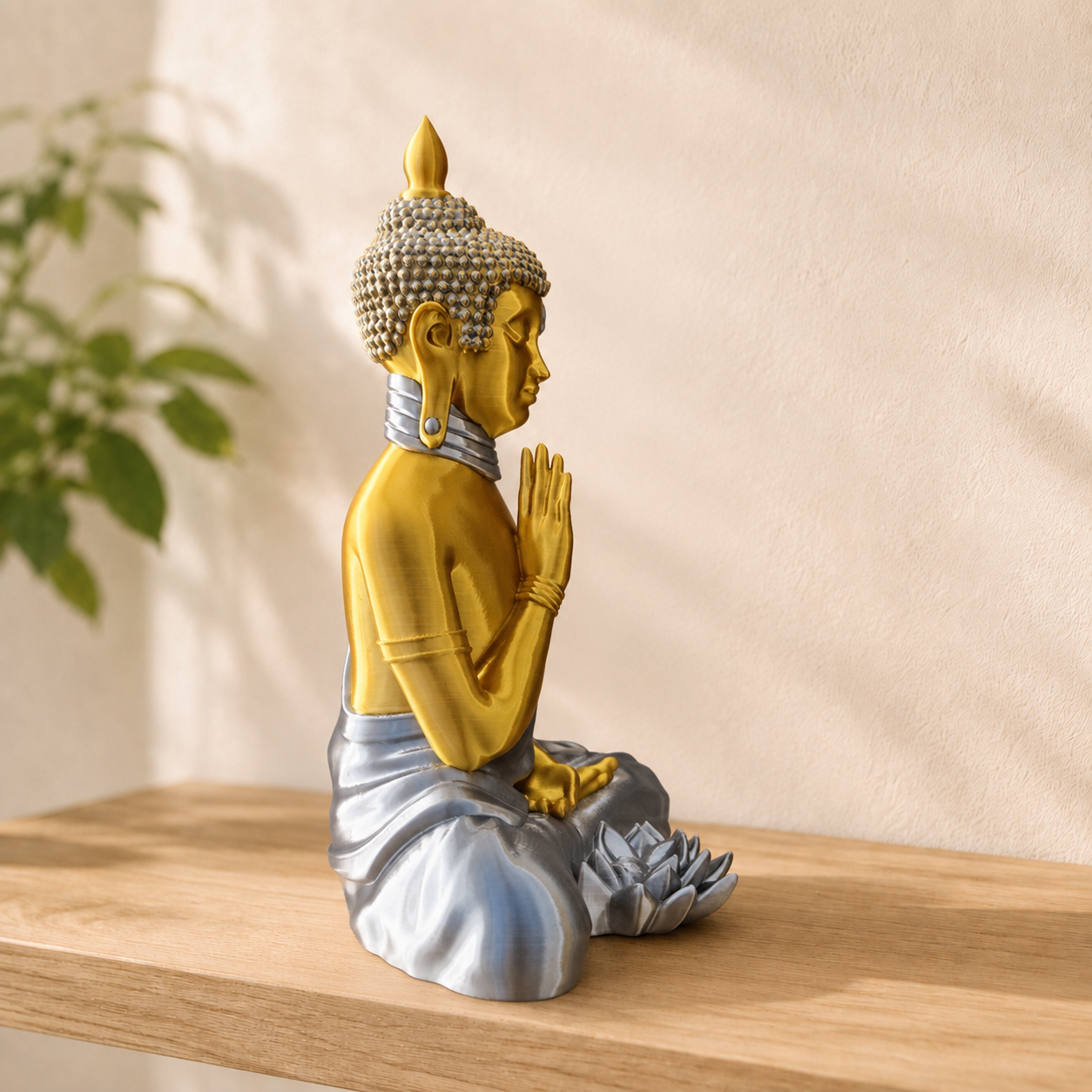 Silk Buddha Statue with Lotus – 16 cm