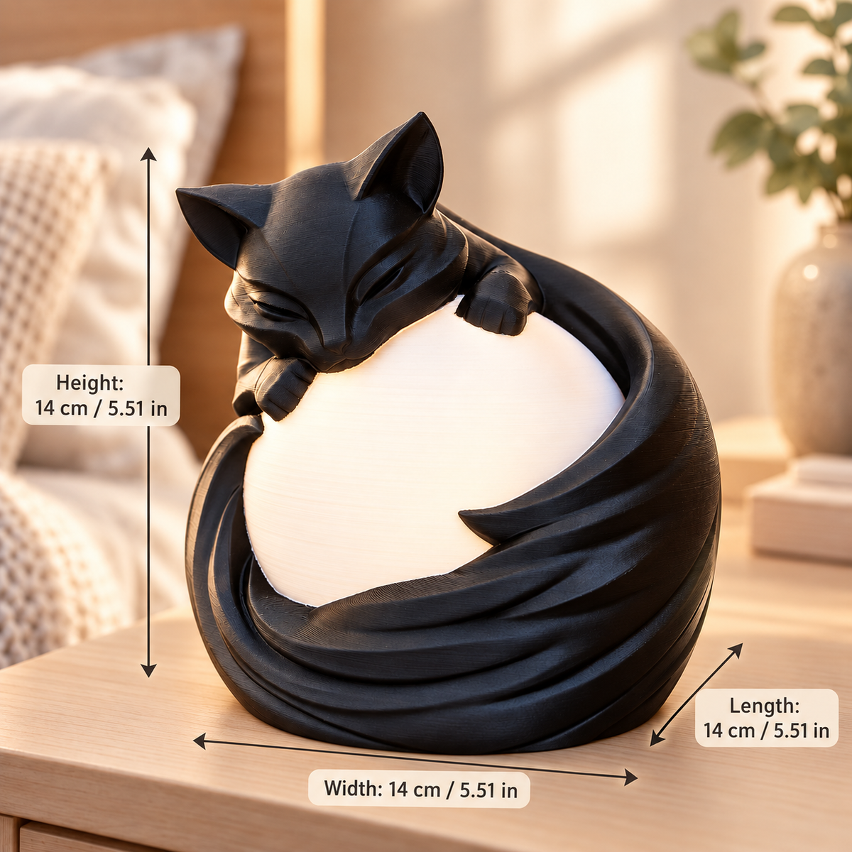 Sleeping Black Cat Moon Lamp