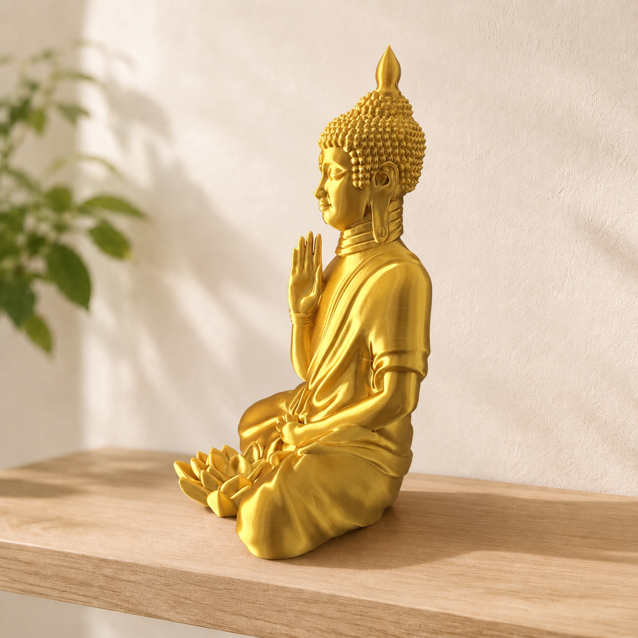 Silk Buddha Statue with Lotus – 16 cm