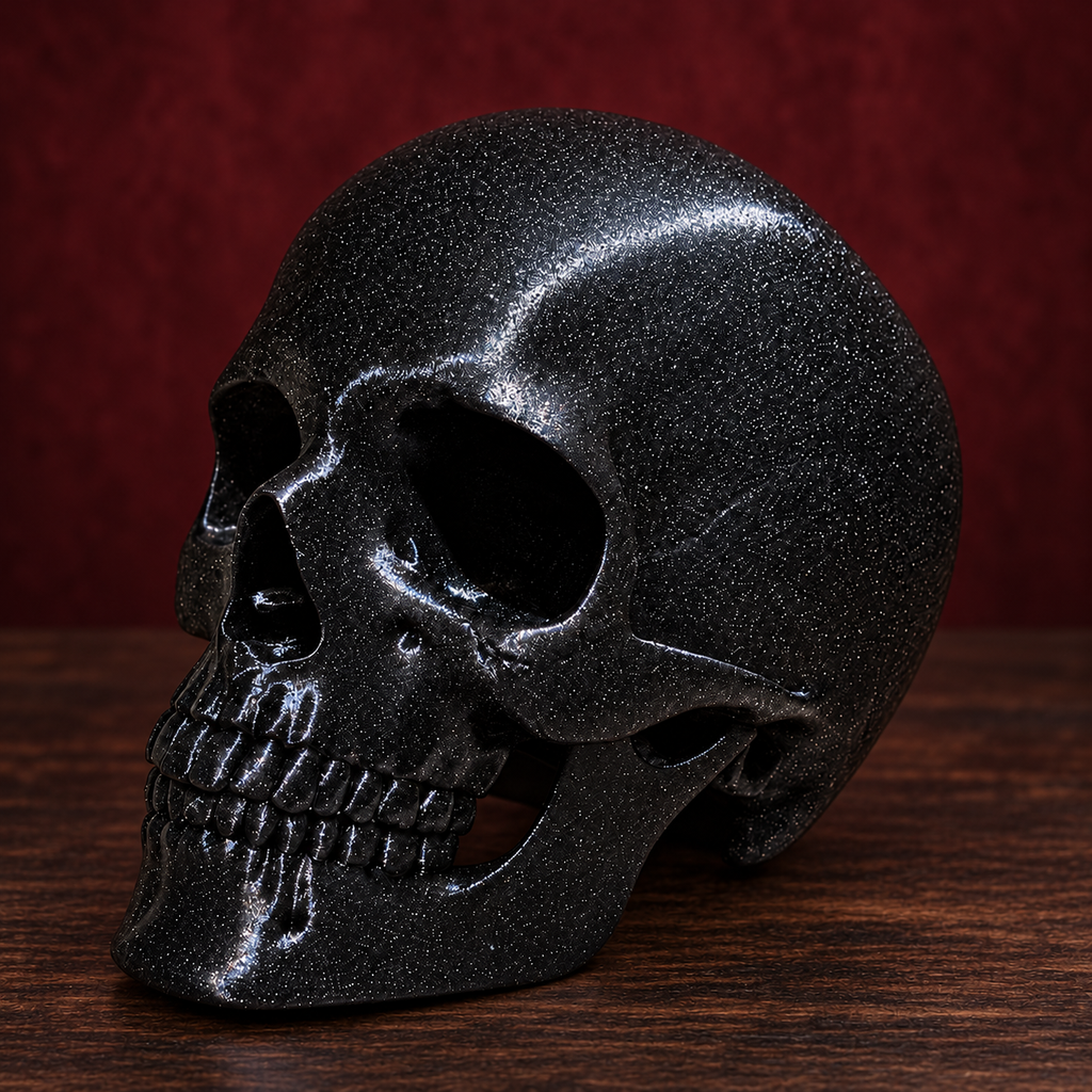 Black Glitter Skull | Gothic Home Decoration