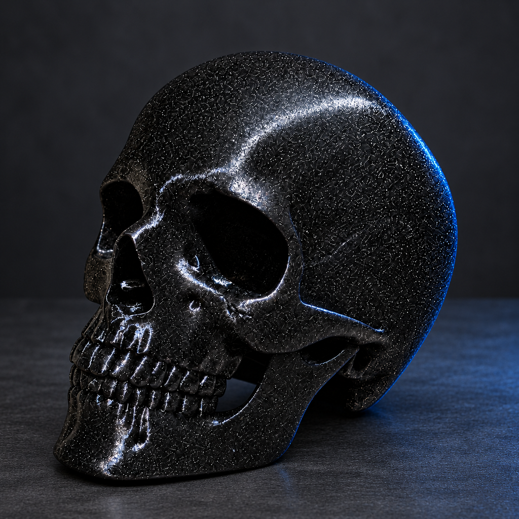 Black Glitter Skull | Gothic Home Decoration