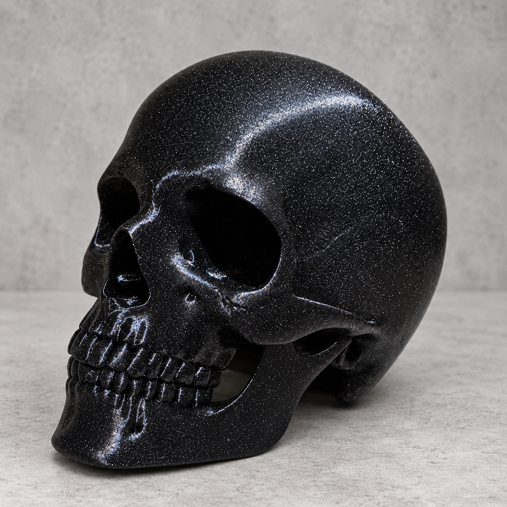 Black Glitter Skull | Gothic Home Decoration
