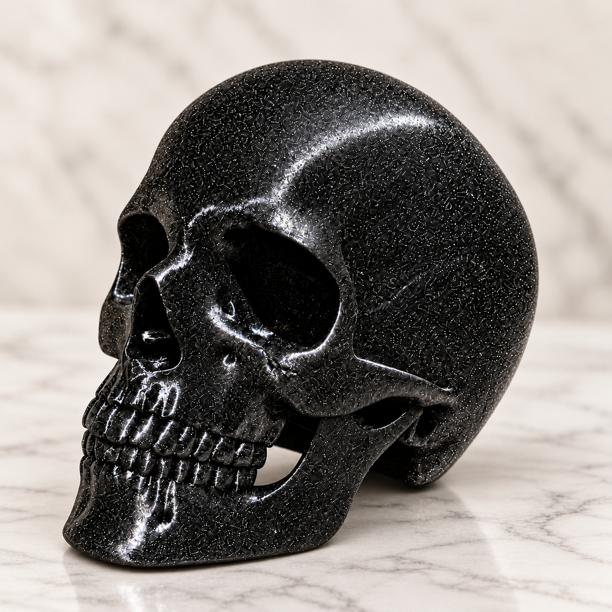 Black Glitter Skull | Gothic Home Decoration