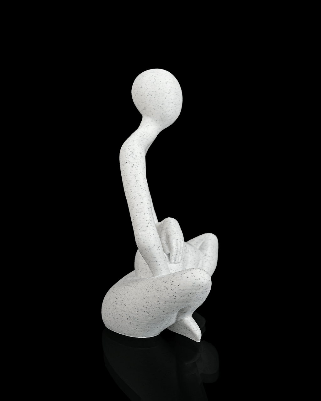 3D Printed Lap Cat Sculpture–Peaceful Person and Cat Figurine, Modern Home Décor MARBLE