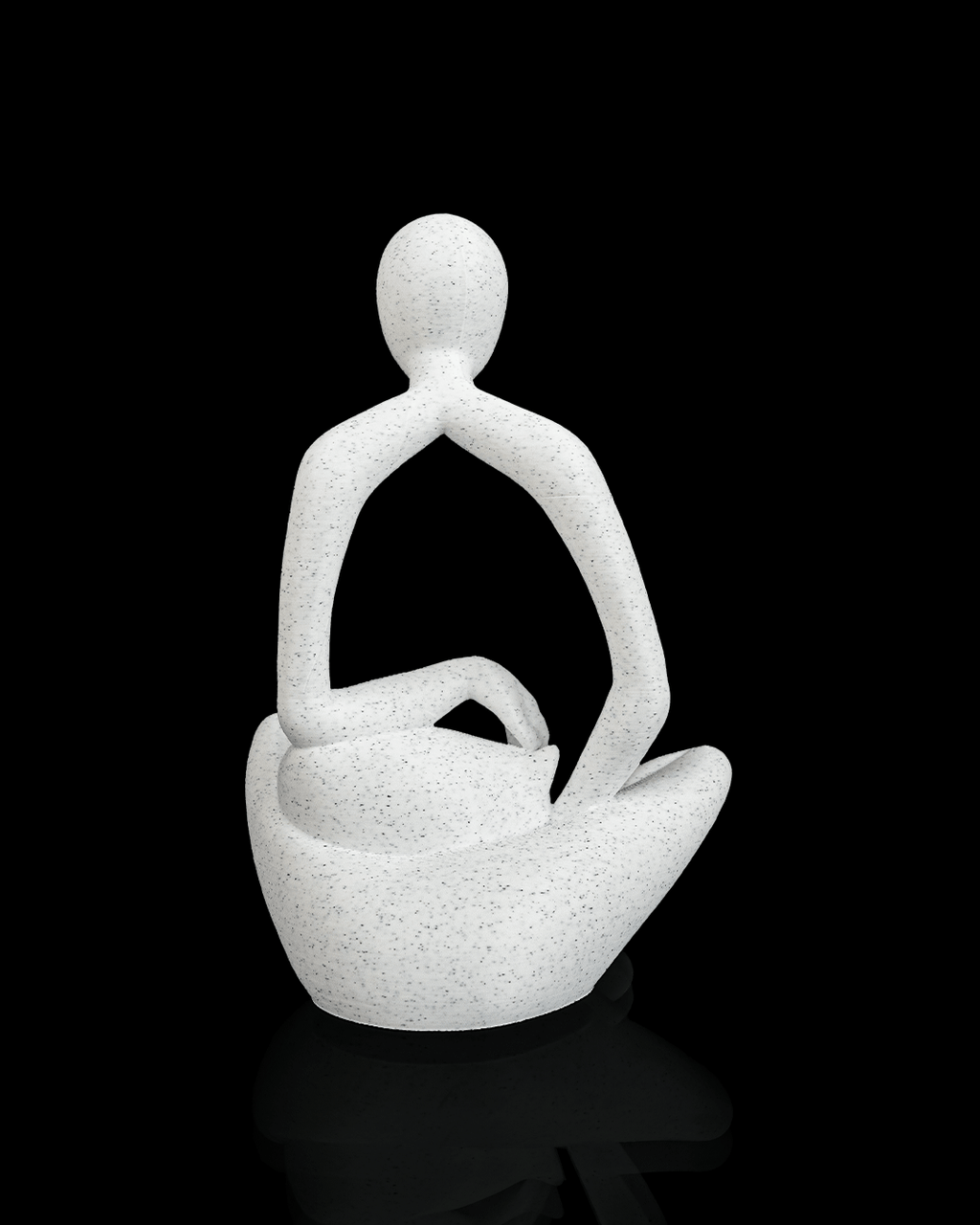 3D Printed Lap Cat Sculpture–Peaceful Person and Cat Figurine, Modern Home Décor MARBLE