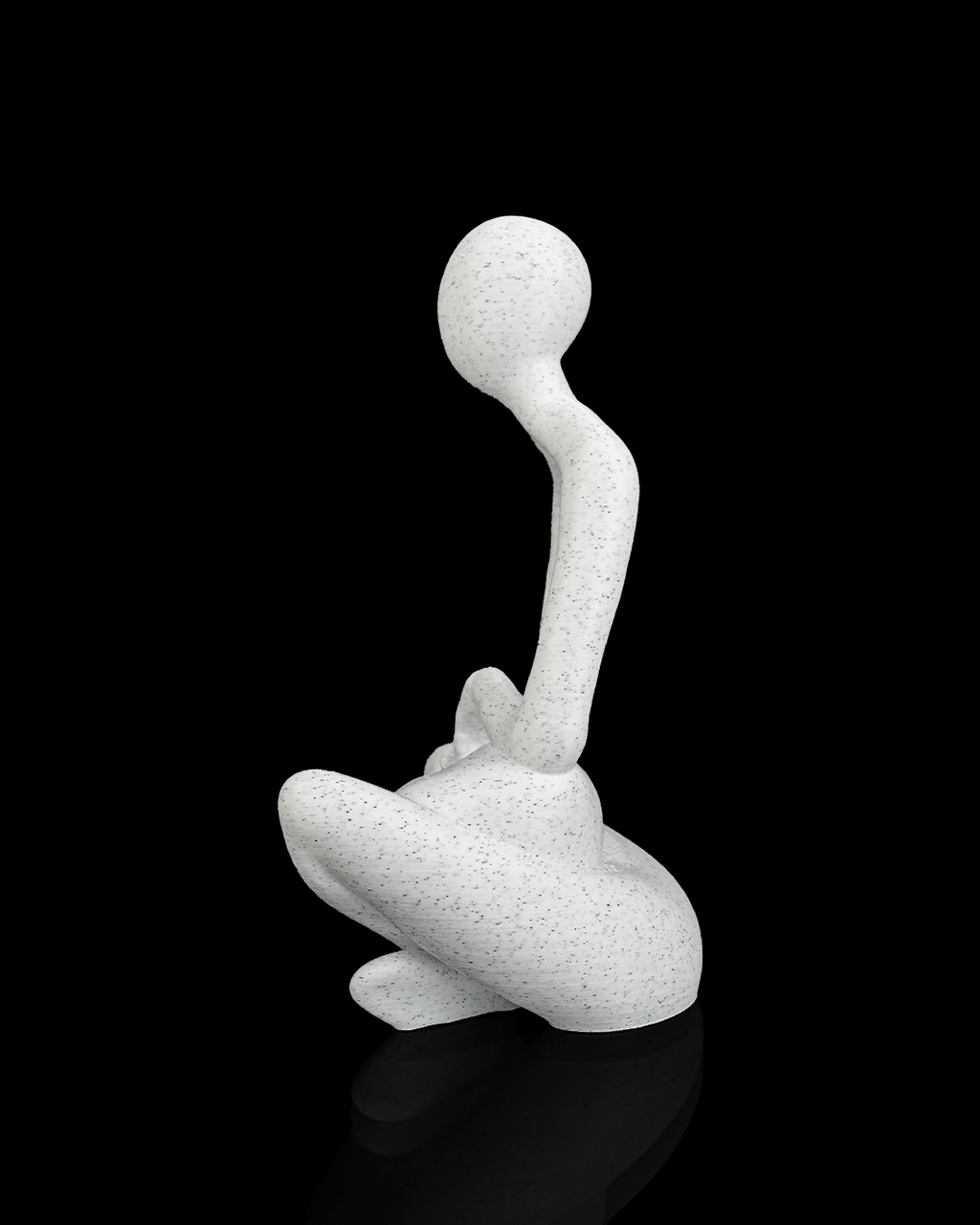 3D Printed Lap Cat Sculpture–Peaceful Person and Cat Figurine, Modern Home Décor MARBLE