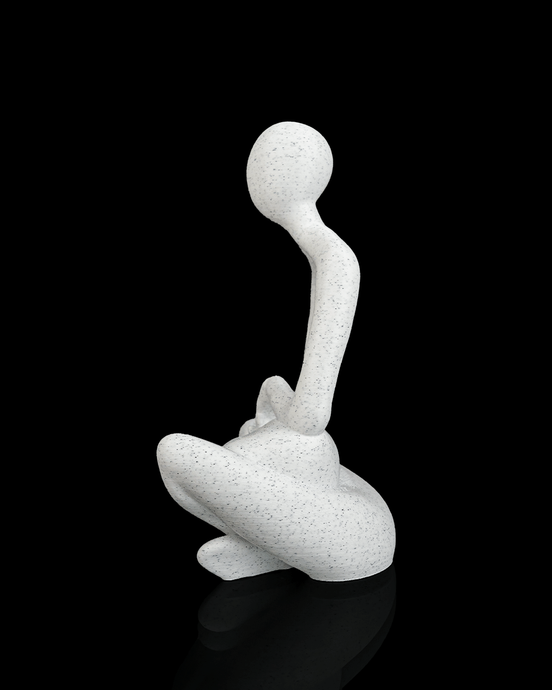 3D Printed Lap Cat Sculpture–Peaceful Person and Cat Figurine, Modern Home Décor MARBLE
