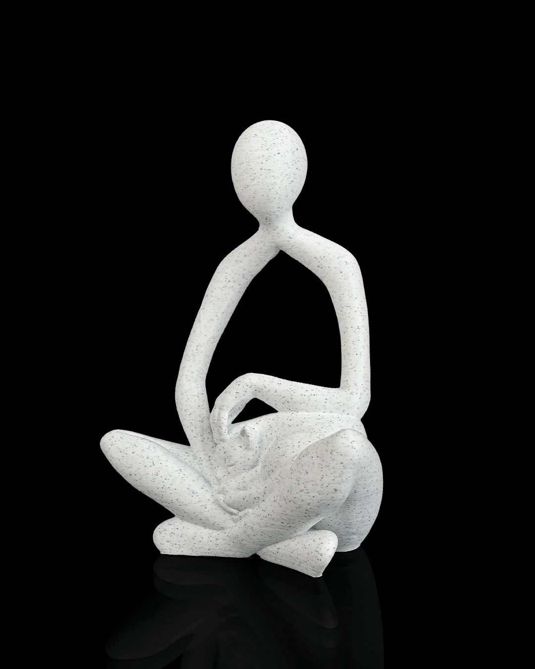 3D Printed Lap Cat Sculpture–Peaceful Person and Cat Figurine, Modern Home Décor MARBLE