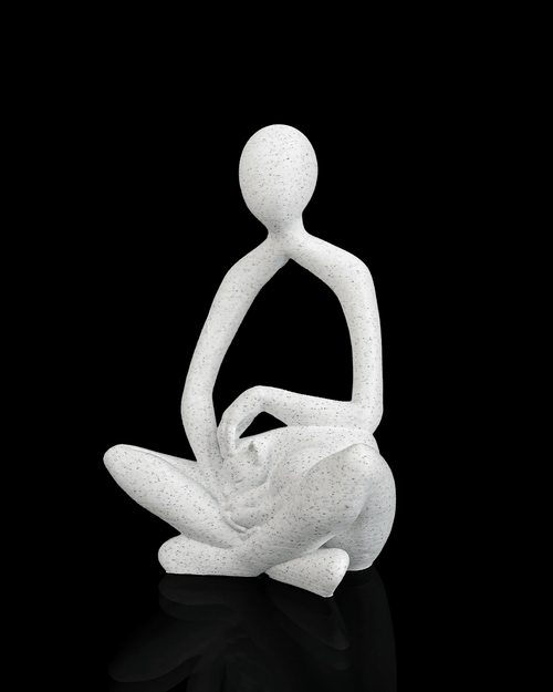 3D Printed Lap Cat Sculpture–Peaceful Person and Cat Figurine, Modern Home Décor MARBLE