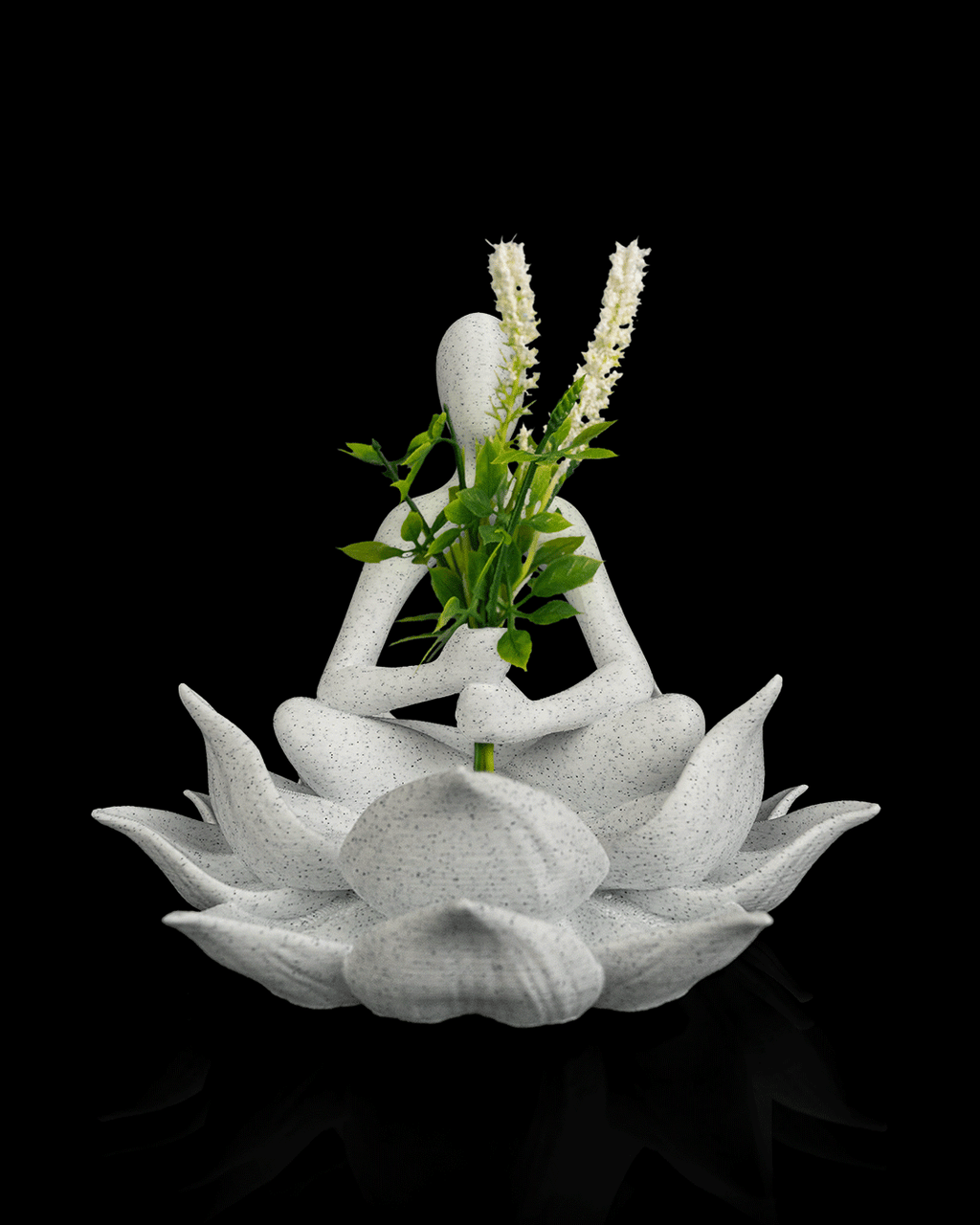 3D Printed Lotus Planter – Meditation Figure Flower Holder, Zen Yoga Décor
