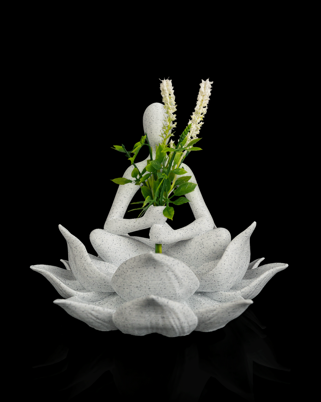 3D Printed Lotus Planter – Meditation Figure Flower Holder, Zen Yoga Décor