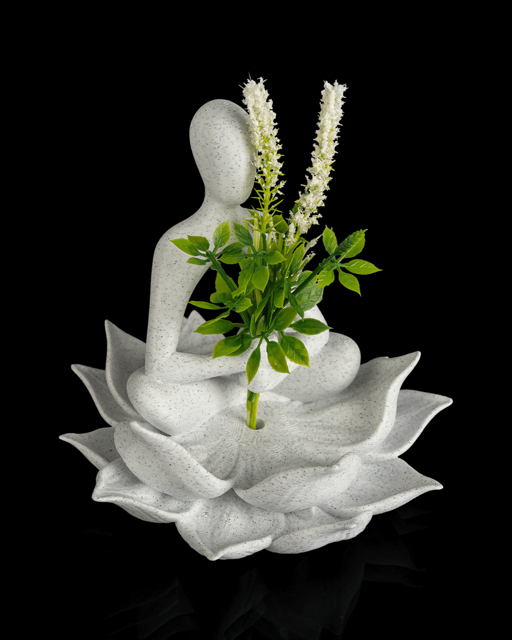 3D Printed Lotus Planter – Meditation Figure Flower Holder, Zen Yoga Décor