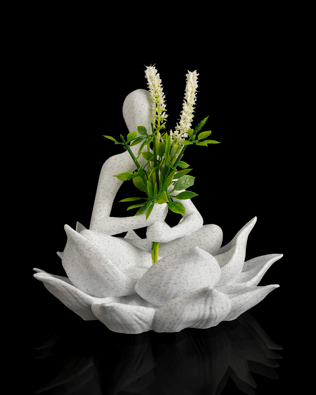 3D Printed Lotus Planter – Meditation Figure Flower Holder, Zen Yoga Décor