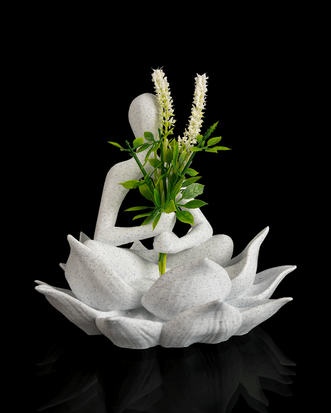 3D Printed Lotus Planter – Meditation Figure Flower Holder, Zen Yoga Décor