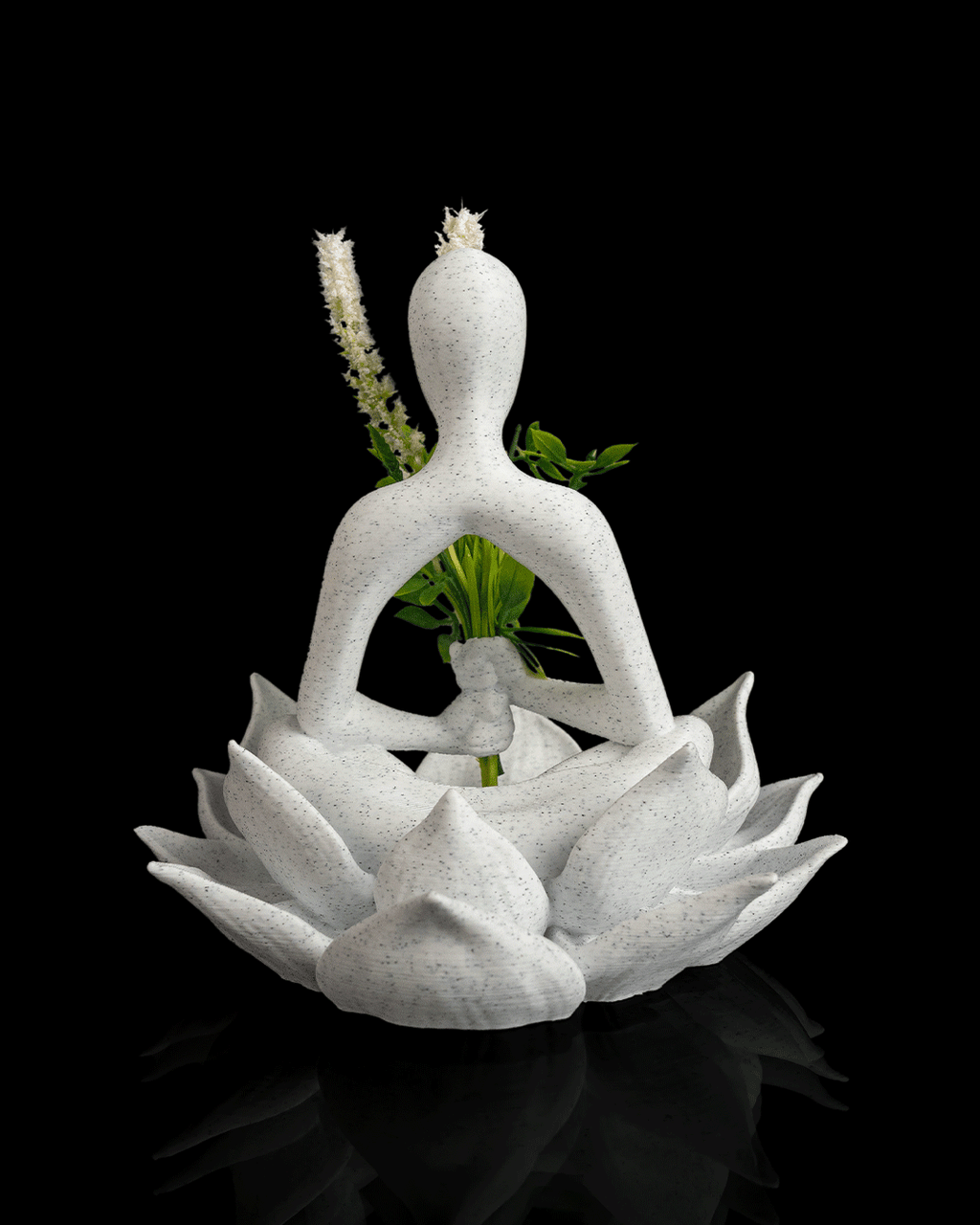 3D Printed Lotus Planter – Meditation Figure Flower Holder, Zen Yoga Décor