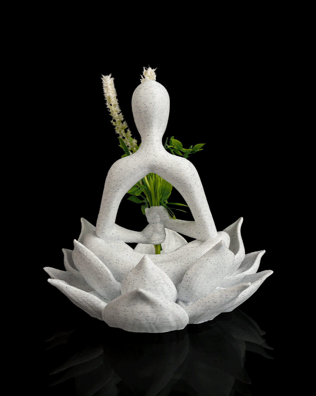 3D Printed Lotus Planter – Meditation Figure Flower Holder, Zen Yoga Décor