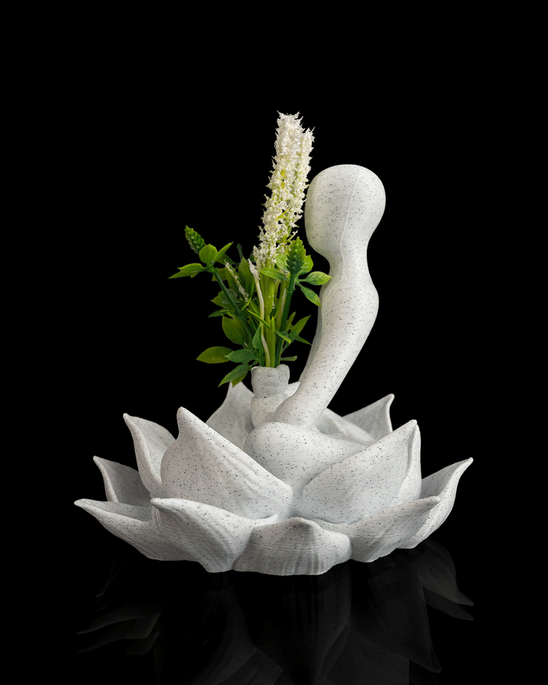 3D Printed Lotus Planter – Meditation Figure Flower Holder, Zen Yoga Décor