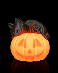 Sleepy Cat Halloween Table Lamp