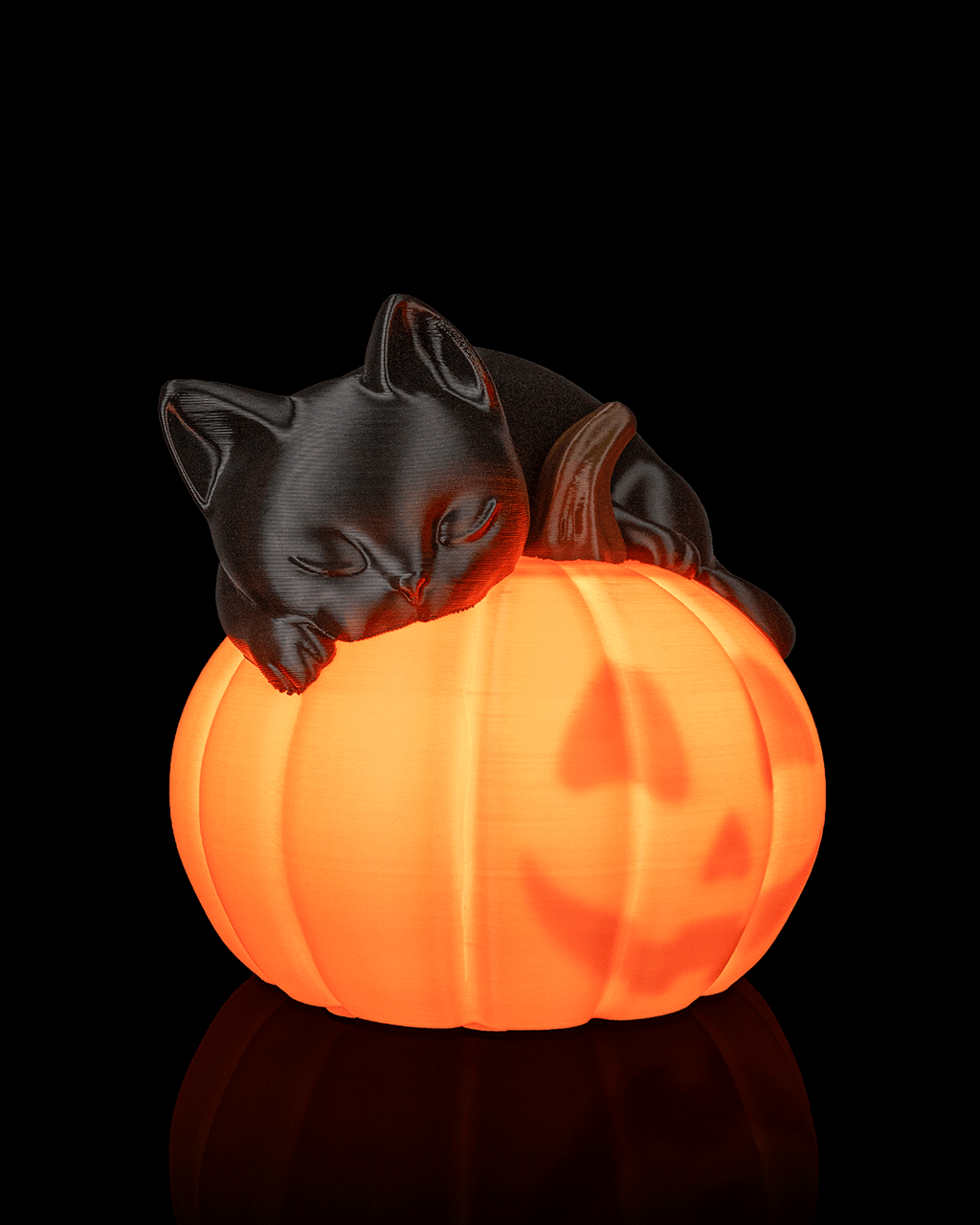 Sleepy Cat Halloween Table Lamp