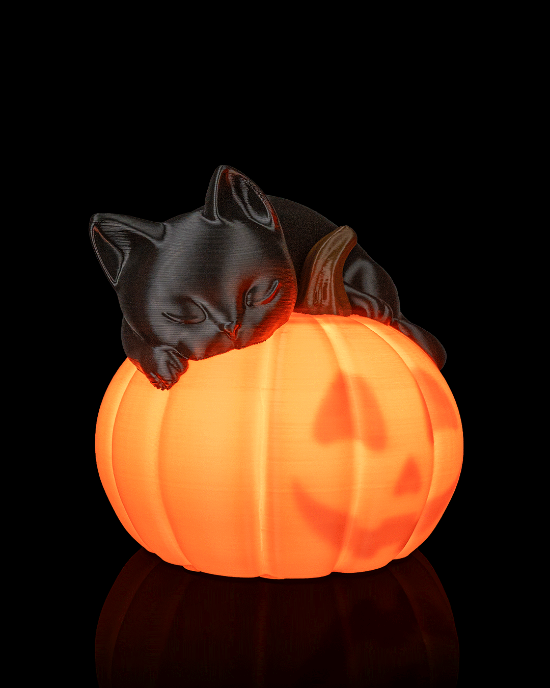 Sleepy Cat Halloween Table Lamp
