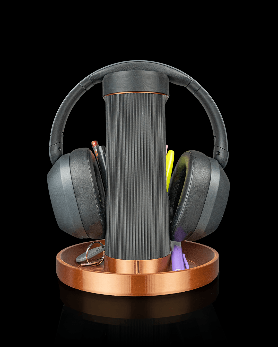 Tower Trio Headphone  Holder – 3D Printed Headset Stand, Pen Pot and Gaming Desk Organiser