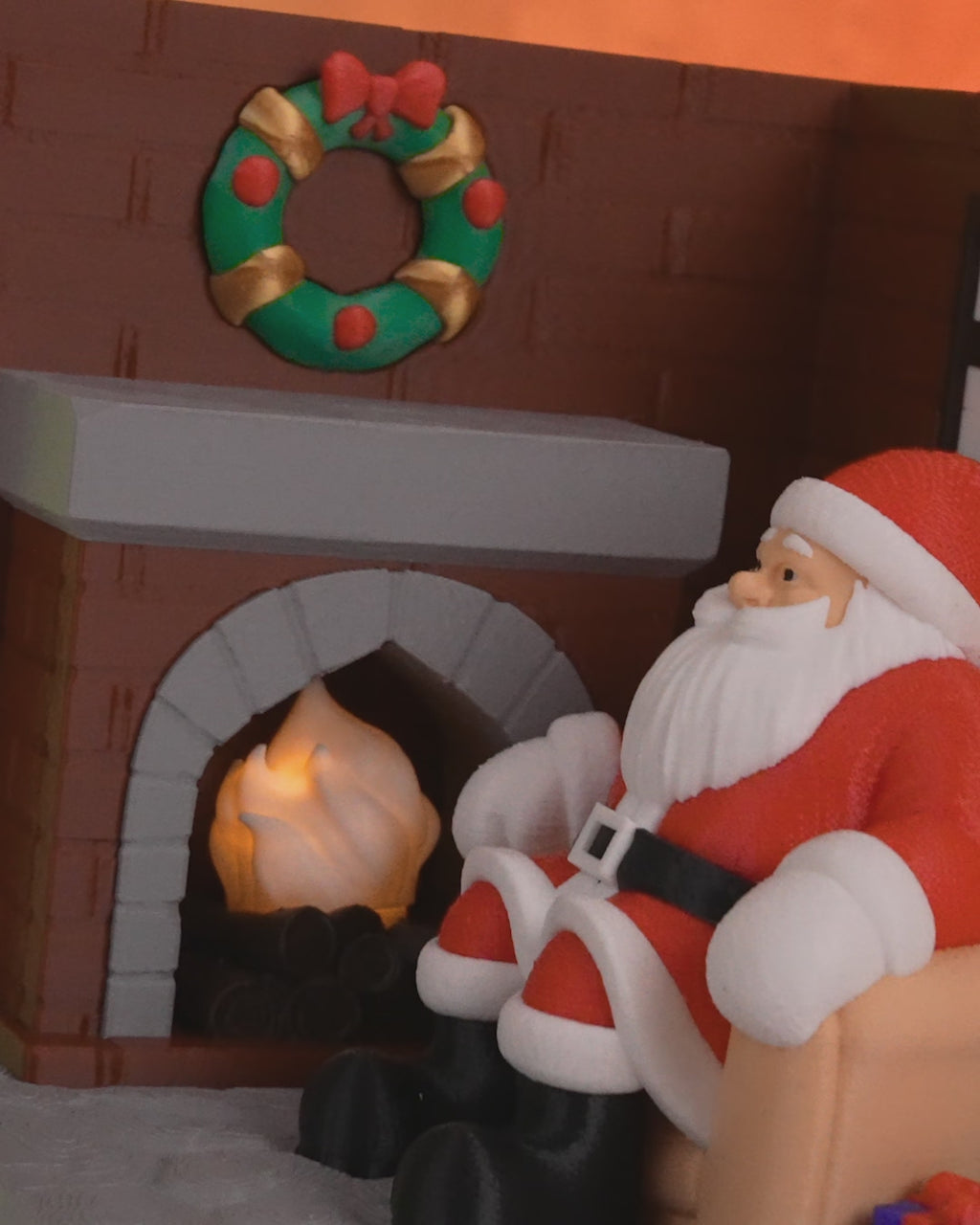 Santa by the Fireplace – Christmas Scene Decoration