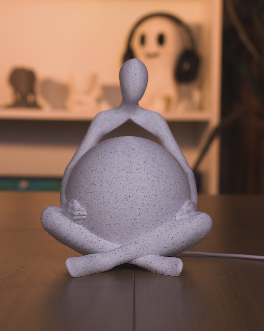 Inner Light Table Lamp – 3D Printed Meditation Figure Light – Modern Zen Décor and Mindfulness Gift