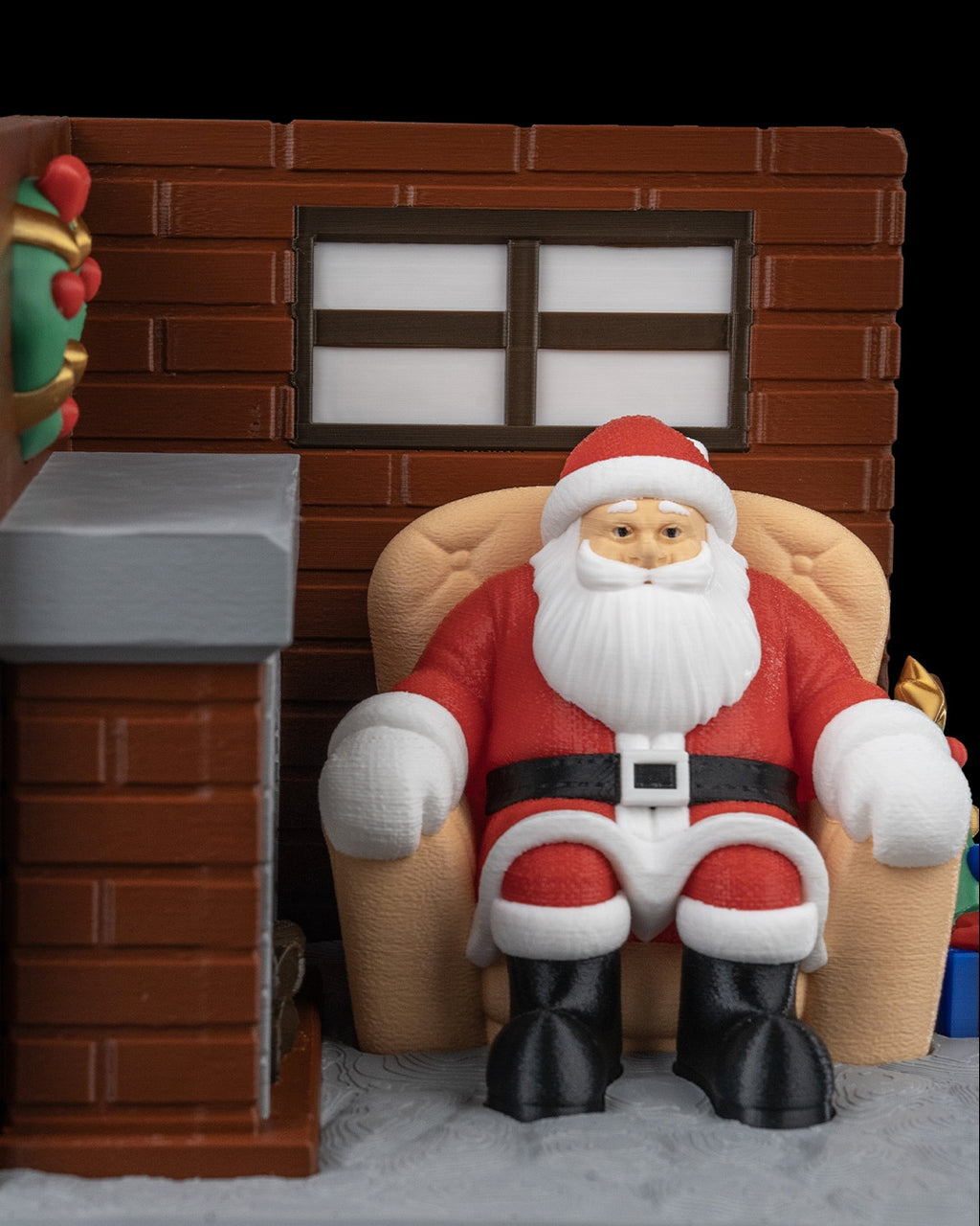 Santa by the Fireplace – Christmas Scene Decoration