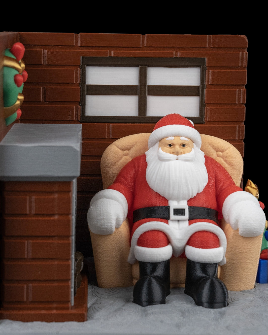 Santa by the Fireplace – Christmas Scene Decoration