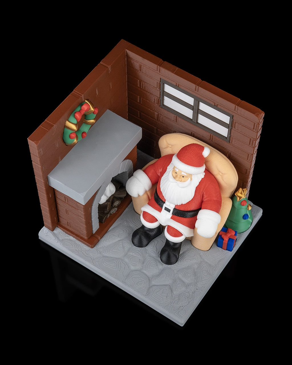 Santa by the Fireplace – Christmas Scene Decoration