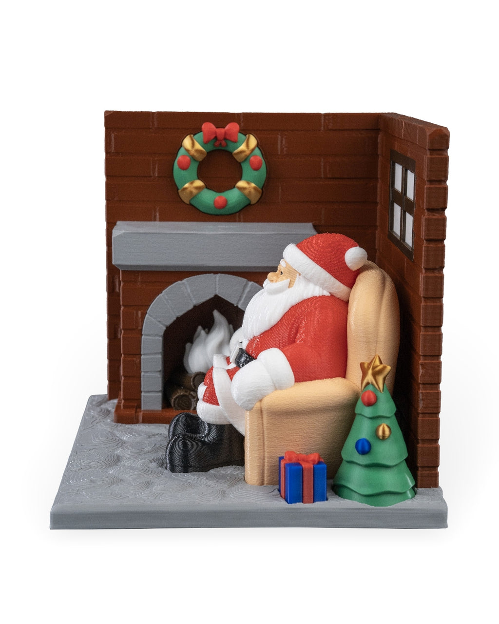 Santa by the Fireplace – Christmas Scene Decoration