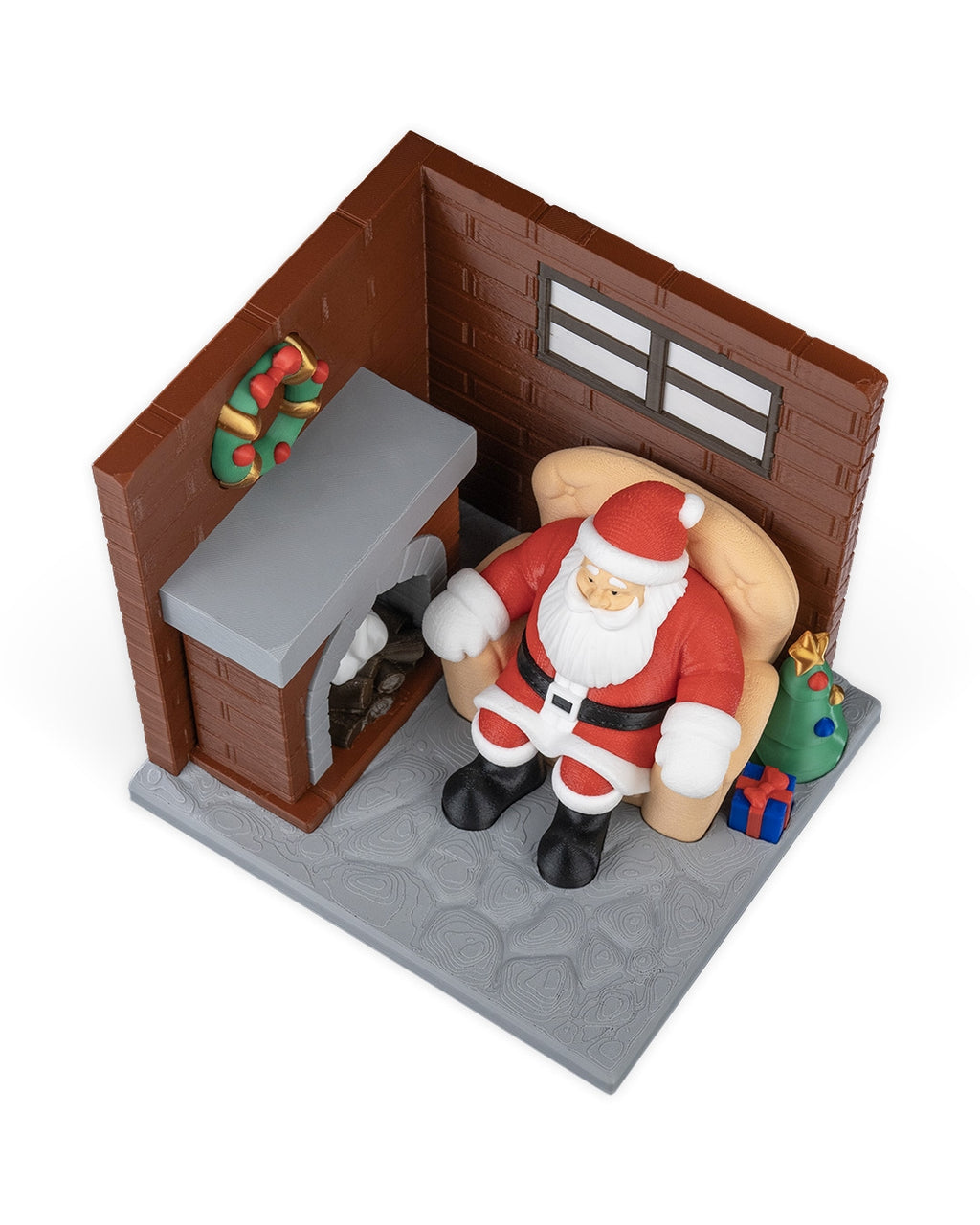 Santa by the Fireplace – Christmas Scene Decoration