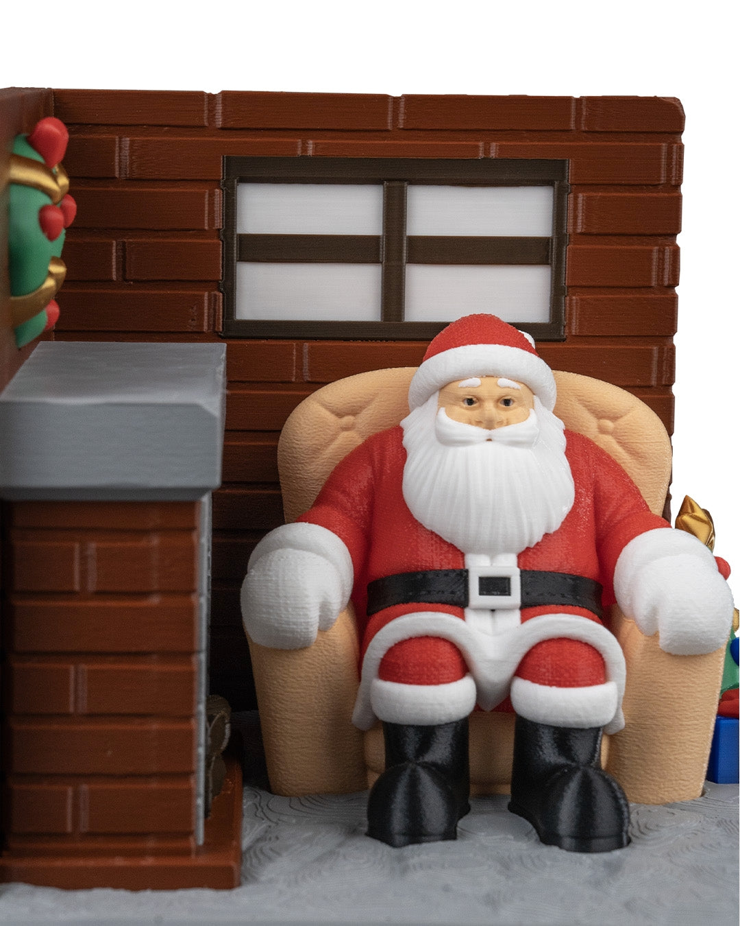 Santa by the Fireplace – Christmas Scene Decoration